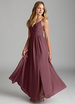 Azazie Zeya Junior Sangria A-Line Chiffon Dress image4