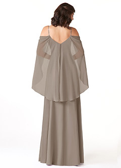 Azazie Cienna Jurken voor bruidsmeisjes Jurk van Chiffon met A-Lijn Off the Shoulder Taupe image2