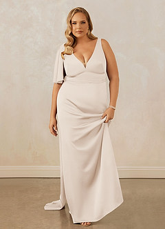 Christian Siriano Bridal for Azazie 1011 Bridesmaid Dresses White Alabaster Mermaid Bow Stretch Satin Dress image16