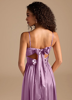 Azazie Zeya Bridesmaid Dresses Wisteria A-Line Pleated Metallic Satin Dress image4