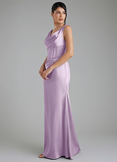 Azazie Spencer Bridesmaid Dresses Frosted Lilac Mermaid Pleated Stretch Satin Dress image4