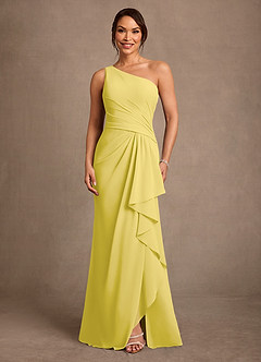 Azazie Floy Mother of the Bride Dresses Canary Sheath One Shoulder Chiffon Dress image1