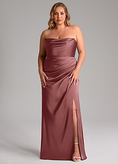 Azazie Leonis Bridesmaid Dresses Amethyst Mermaid Pleated Stretch Satin Convertible Dress image9