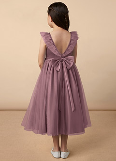 Azazie Dolly Final Sale Dusty Rose A-Line Bow Tulle Dress image4