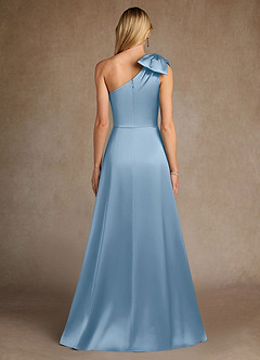 Azazie Easton Abiti per la Madre della Sposa Abito A-Line in Raso Elasticizzato Monospalla Azzurro Polvere image3