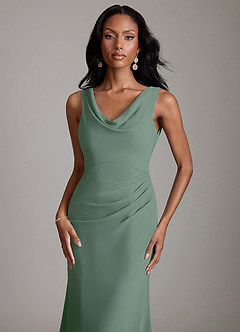 Azazie Linelle Robes de demoiselle d'honneur Robe Sirène en Mousseline de soie Plissée Eucalyptus image3