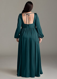Azazie Norah Bridesmaid Dresses Pine A-Line Stretch Satin Dress image8