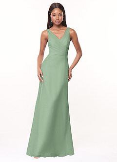 Azazie Nala Bridesmaid Dresses Matcha A-Line Pleated Chiffon Dress image1