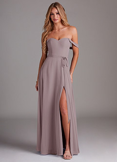 Azazie Aaron Bridesmaid Dresses Dusk A-Line Off the Shoulder Chiffon Convertible Dress image1