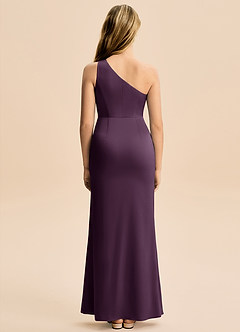 Azazie Akilah Junior Robe Fourreau en Satin extensible Plissée Prune image6