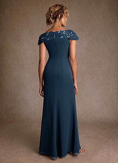 Azazie Betania Kleider für die Brautmutter Meerjungfrau-Linie Pailletten Chiffon Kleid Dunkelmarine image2