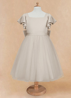 Azazie Kaeya Flower Girl Dresses Frost A-Line Bow Tulle Dress image5