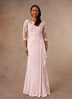 Azazie Calanthe Final Sale Blushing Pink A-Line Scoop Chiffon Dress image1