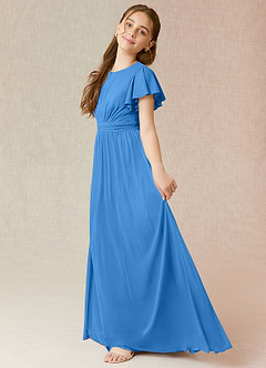 Azazie Mosley Junior Abito A-Line in Maglia Increspato Blue Jay image3
