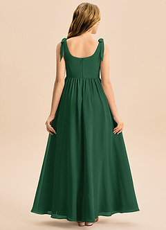 Azazie Delia Junior Abito A-Line in Chiffon Fiocco Verde Scuro image6