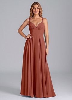 Azazie Darana Bridesmaid Dresses Auburn A-Line Corset Chiffon Dress image1