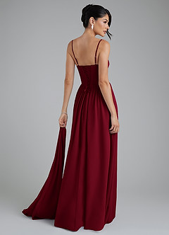Azazie Alisha Bridesmaid Dresses Burgundy A-Line Corset Chiffon Dress image2