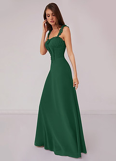 Barbie ♥ Azazie Bridesmaid Dresses Dark Green A-Line Sweetheart Neckline Chiffon Dress image3