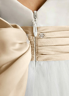 Azazie Sosie Flower Girl Dresses Ivory Champagne A-Line Pleated Tulle Dress image5