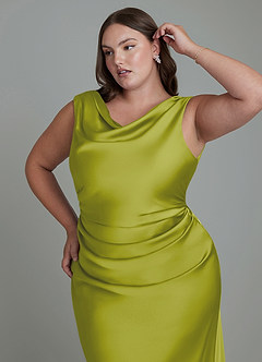 Azazie Kieryn Robes de demoiselle d'honneur Robe Sirène en Satin extensible Plissé Citronnelle image12