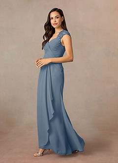 Azazie Birdie vestidos de madre de la novia Vestido de Crepúsculo de Gasa de Corte En A con Lentejuelas Reina Ana image3
