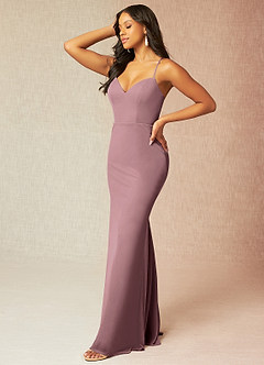 Azazie Latoya Robes de demoiselle d'honneur Robe Sirène en Maille Plissée Dusty Rose image4
