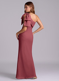 Azazie Yuanna Bridesmaid Dresses Merlot Mermaid One Shoulder Chiffon Dress image6