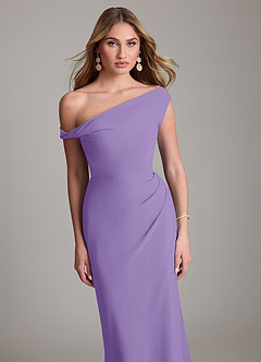 Azazie Emerson Bridesmaid Dresses Tahiti Sheath Off the Shoulder Chiffon Dress image2