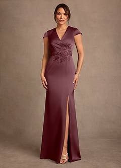 Azazie Rilda Suknie dla Matki Panny Młodej Osłona Koronka Satyna elastyczna Długość podłogi Sukienka image1