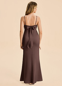 Azazie Mia Junior Robe Sirène en Satin extensible Plissé Ganache image2