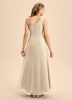 Azazie Brooke Junior Abito A-Line in Chiffon Spacco Laterale Champagne image2