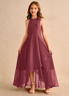 Azazie Boop Girls Formal Flower Girl Dresses Merlot A-Line Bow Chiffon Dress image5