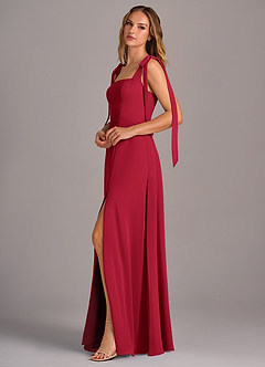 Azazie Debra Abiti da Damigella Abito Convertibile A-Line in Chiffon Con Tasche Scarlatto image4