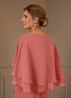 Azazie OHara Mother of the Bride Dresses Salmon Pink A-Line V-Neck Chiffon Dress image7