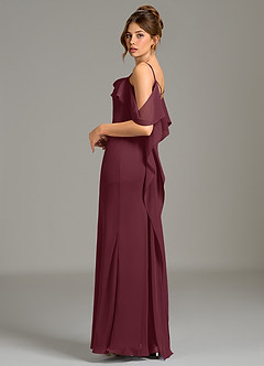 Azazie Kinu Robes de demoiselle d'honneur Robe Sirène en Mousseline de soie Corset Cabernet image2