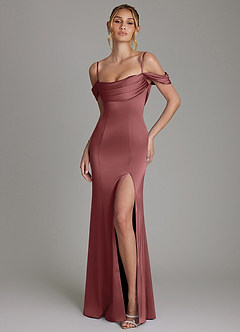 Azazie Nira Brautjungfernkleider Meerjungfrau-Linie Korsett Stretch-Satin Kleid Amethyst image1