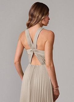 Azazie Afra Robes de demoiselle d'honneur Robe Trapèze en Satin extensible Plissée Givre image6