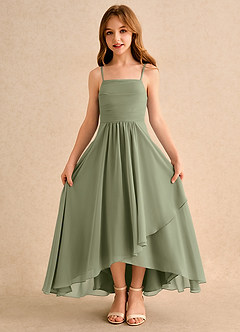 Azazie Twilight Dance Girls Formal Flower Girl Dresses Pistachio A-Line Pleated Chiffon Dress image6