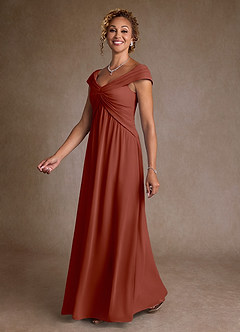 Azazie Myrtle Mother of the Bride Dresses Auburn A-Line Pleated Chiffon Dress image4