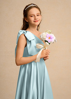 Azazie Guppy Girls Formal Flower Girl Klänningar Klä A-Line i Matt satäng Ena axeln image6