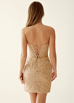 Laurentiana Champagne Beading Sequin Embroidery Mini Dress image8