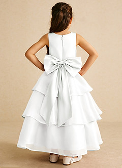 Azazie Sweetums Flower Girl Dresses Ivory A-Line Bow Organza Dress image1