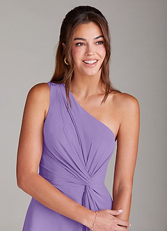 Azazie Brooke Robes de demoiselle d'honneur Robe Trapèze en Mousseline de soie Une épaule Tahiti image4