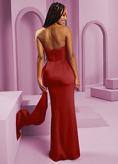 Barbie ♥ Azazie Bridesmaid Dresses Pomegranate Sheath Strapless Stretch Satin Convertible Dress image2