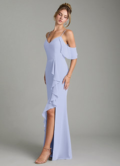 Azazie Alexys Bridesmaid Dresses Lavender Sheath Off the Shoulder Chiffon Dress image4