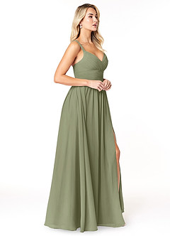 Azazie Chanel Bridesmaid Dresses Pistachio A-Line Pleated Chiffon Dress image4