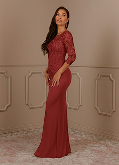 Azazie Fatemah Mother of the Bride Dresses Rust Mermaid Scoop Lace Lace Dress image2