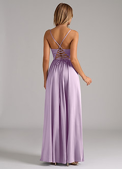 Azazie Aaida Brautjungfernkleider A-Linie Korsett Stretch-Satin Kleid Frostiges Flieder image6