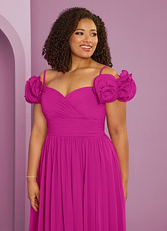 Barbie ♥ Azazie Abiti da Damigella Abito Convertibile A-Line in Chiffon a Spalla Scoperta Fucsia image9