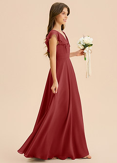 Azazie Anysa Junior Robe Trapèze en Mousseline de soie Rayé Rouille image4